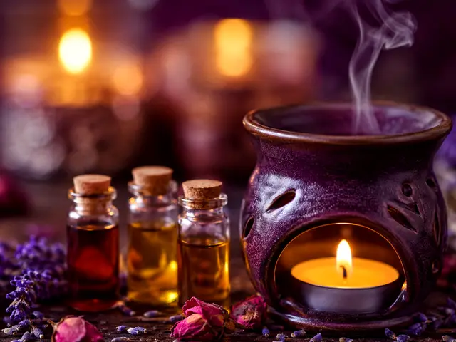 Buhurdanlık ve aromaterapi yağı şişeleri — Bomonti, Masaj Salonun